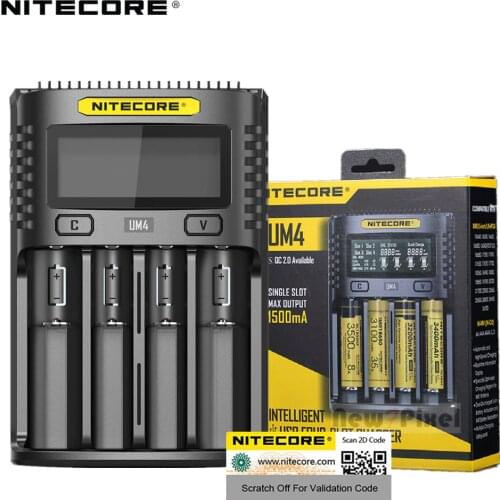 Time limited Sale Original Nitecore UM4 USB four-slot QC Charger Intelligent Circuitry Global Insurance li-ion AA 18650 Charger