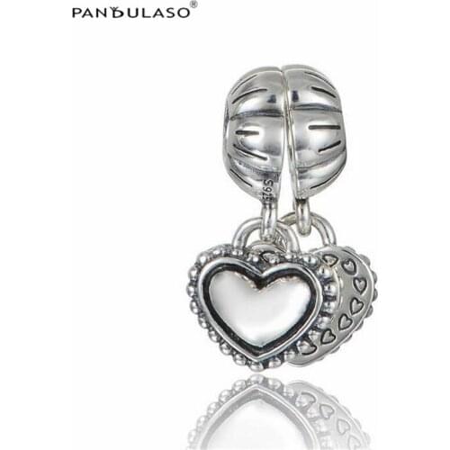 Fits European Charm Bracelet & Choker Love Sister Hearts Beads For Woman DIY 925 sterling silver jewelry Silver Charms