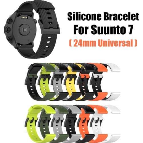 For Suunto7 Silicone Strap Watchband Solid Color Wristband Bracelet Watch Replacement Bands Accessorie 24mm Width Universal