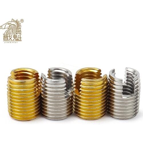 1-10pcs M2 To M16 Galvanized Stainless Steel Threaded Inserts Metal Thread Repair Insert Self Tapping Slotted Screw Threaded