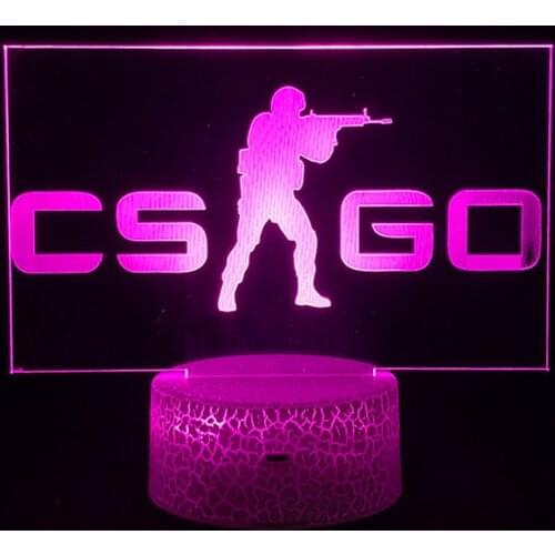 RGB 3D Picture Lamp LED Light Shooting Game CS GO LOGO Smart Phone Control Gaming Room Nightlight Bedroom Decoration Fans Gift