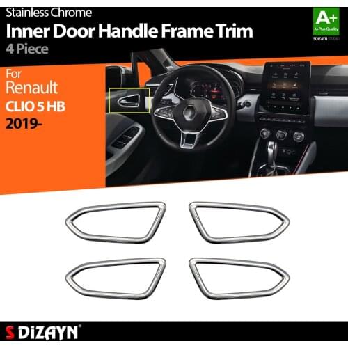 For Renault Clio 5 Chrome Inner Door Handle Frame Trim Stainless Steel 4 Pcs Interior Car Accessories Parts Auto Products