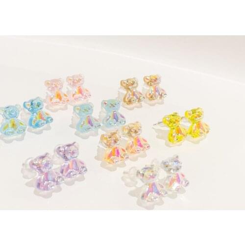 ONEIRIC DIARY Colorful Cute Mini Candy Bear Stud-Earrings Sweet Personality Ins Style Fashion Earring