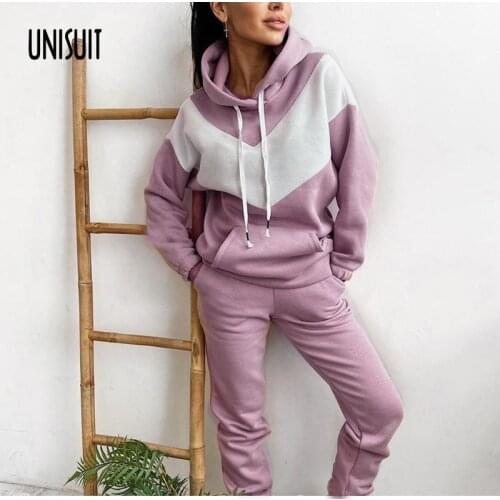 Tracksuits Women 2021 Autumn Long Sleeve Hoodie Pullover Top Sport Long Pants Suit Spring Ladies Casual Patchwork Homewear Suits
