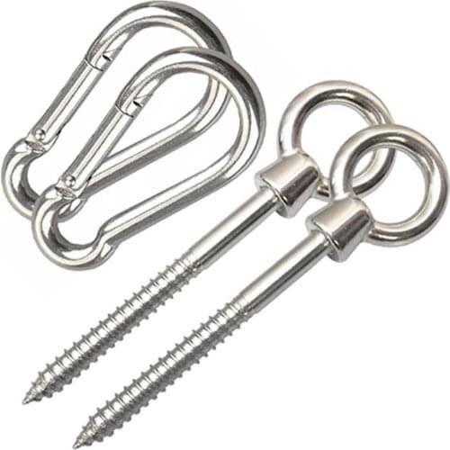 Heavy-duty Carabiner Spring Snap Hook Hanging Spring Hook Safety Buckle Stainless Steel Park Garden Hammock Swing Accessories