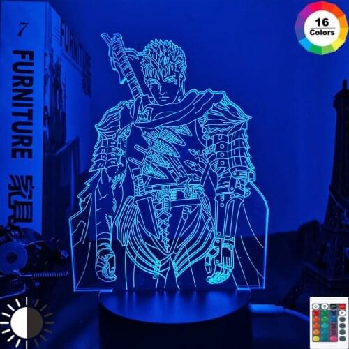 Anime Led Light Berserk Guts Figure for Bedroom Decorative Night Light Birthday Gift Kids Room 3d Table Lamp Manga Berserk