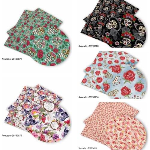 Huangtao Diy 50X150cm Skeleton Flower Printing Cartoon Character Pattern Double Brush Poly Fabric By Yard 100% Polyester Fabric