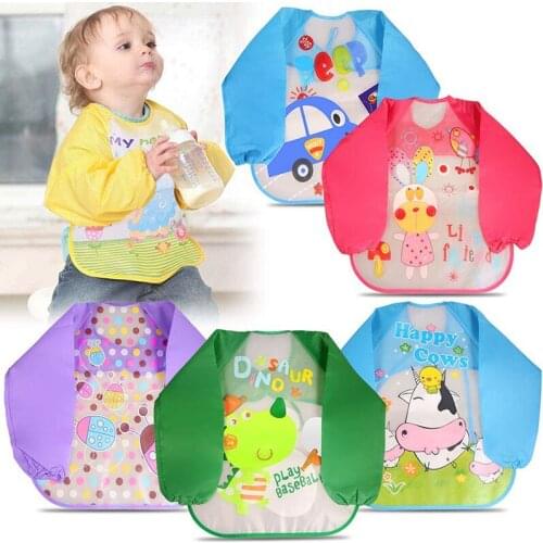 Waterproof EVA Full Sleeve Bibs Children Apron Long Sleeve Feeding Bibs Kids Eating Breastplate Kid Baby Cloth Stuff