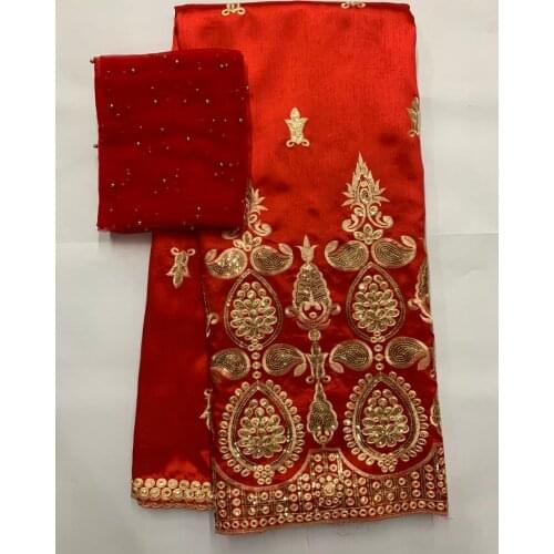 Embroidered George Lace Fabric With BLouse For India Wedding 2020 Latest Fashion Gold Line Guipure George Laces With Sequins 7Y