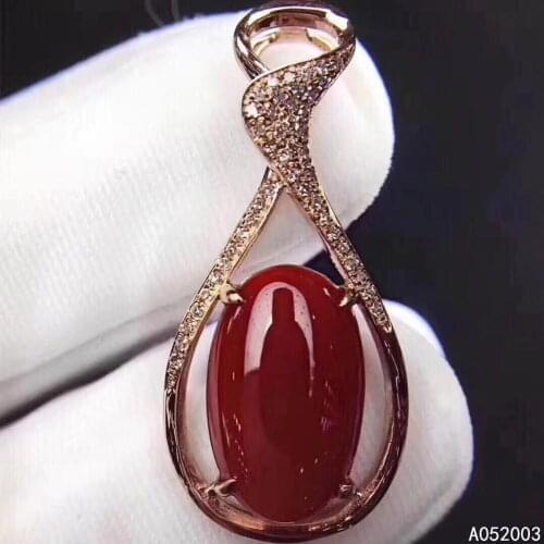 KJJEAXCMY Fine Jewelry 925 Sterling Silver inlaid Natural red coral Female Pendant Necklace elegant Support test
