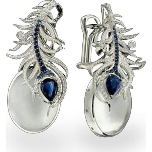 Ofertas Hot Sale Fashion Milangirl New Boho Style Retro Phoenix Moonlight Unique Feather Design Stud Earrings for Women Jewerly