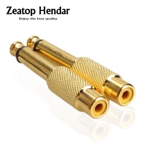 10pcs Gold plated 6.35mm 1/4inch Male Mono Plug To RCA Female Jack Audio Adapter Connector