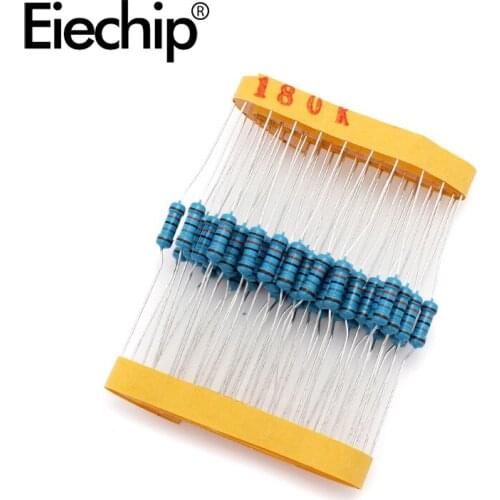 100pcs/lot 0.5W 1 ohm 1% Metal film resistor 1/2W resistance 180K Electronic resistors