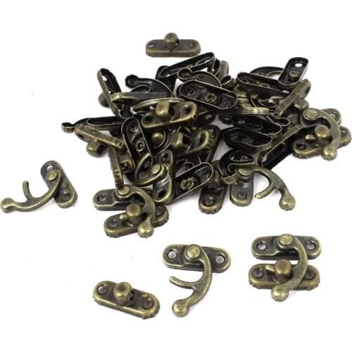 100PCS Vintage Metal Hardware Furniture Wooden Box Leather Bag Hardware Decorative Latch Clasps Lock Padlock Hasp with Scre