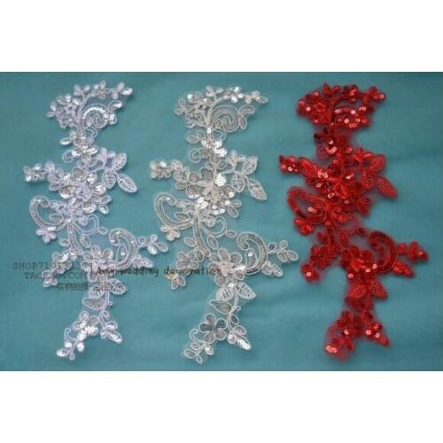 12 Pcs/ Lot 3D Lace Patch Wedding Dress Applique Clothes Diy Bride Hair Accessories White Black Red Lace Fabric 6 PaiYN342