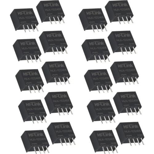 20Pcs HLK-1D2405 24V to 5V 1W 200mA DC-DC Isolation DC Switching Power Supply for B2405S Intelligent Household Switch Converter