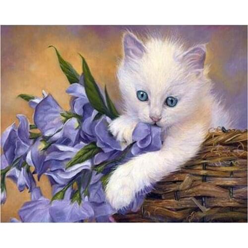 2021 New 5D DIY Full Round/Square Diamond Painting Cats & Flowers Cross Stitch 3D Embroidery Rhinestone Mosaic Home Decor Y542