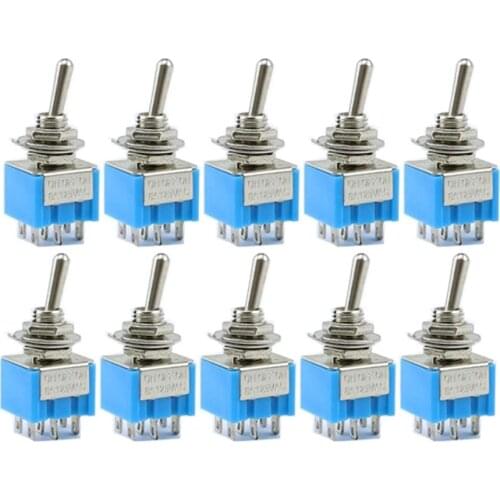 5pcs / 10PCS 3 Position MTS-203 6-Pin 6MM Mini SPDT ON-OFF-ON 6A 125VAC Mini Toggle Switch