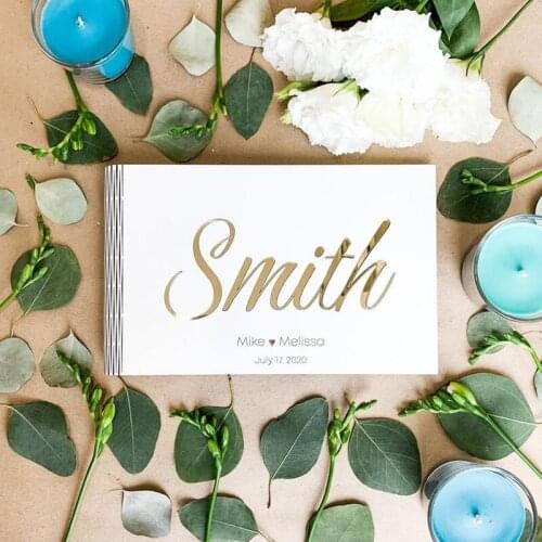 Acrylic Wedding Guest Book for Wedding Decor White Personalized Family Name Guestbook Album Wedding Gift