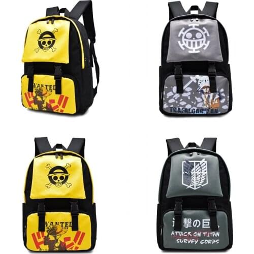 Anime One Piece School Backpack Bag Teenager Canvas Student Cartoon Zipper Casual Rucksack Unisex Travel Laptop Bag
