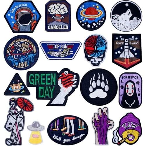 Astronaut Brain Hand Iron On Knitting Textile Woven Sewing Accessories Patch Piece Popular Stripes Applique Stickers Personalise