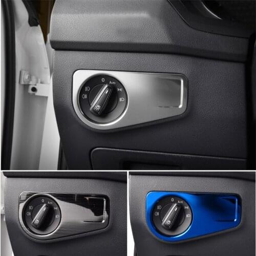 Car Styling Headlight Switch Buttons Decorative Covers Trim Interior Stickers For Volkswagen New Tiguan L 2017 Auto accessories