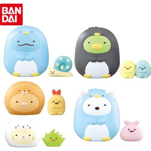 Bandai Genuine Big Head Assembled Gacha Series Sumikkogurashi 4 Cute Cat Penguin Anime Action Figure Collectable Model Toys
