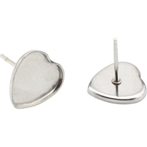 Beadsnice 38339smt2 Stainless Steel Earring Post Earring Blank Heart Earring Stud DIY Earring Jewelry Supply
