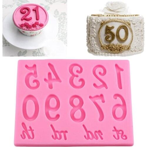 Large Numbers Silicone Molds Wedding Letters Cupcake Topper Fondant Cake Decorating Tools Candy Clay Chocolate Gumpaste Moulds