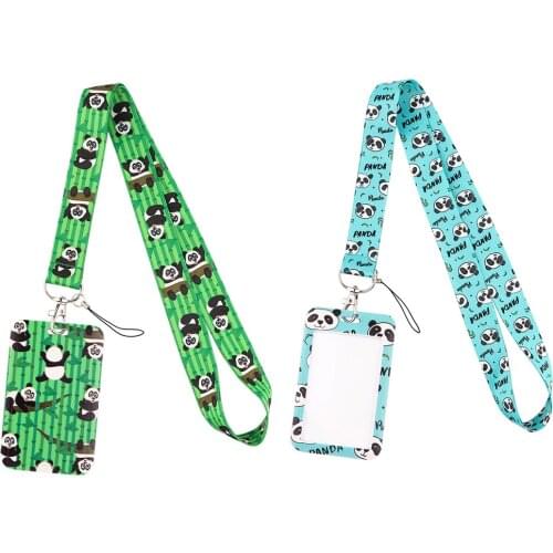 DB676 Panda Cute Animal Neck Strap Lanyards Keychain Holder ID Card Passport Hanging Rope Lariat Lanyard Gifts