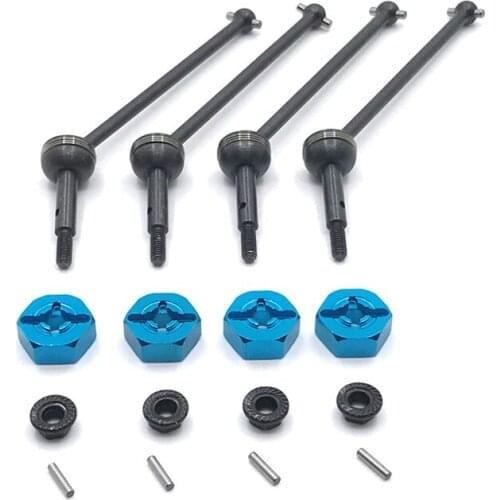 Metal Drive Shaft and 12mm Wheel Hub Hex Combiner Nut for Wltoys 144001 124019 124018 RC Car Upgrade Parts
