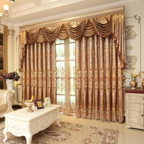 European Luxury Curtains Water Soluble Embroidery Valance Curtains for Living Room Bedroom Curtains Tulle Fabric