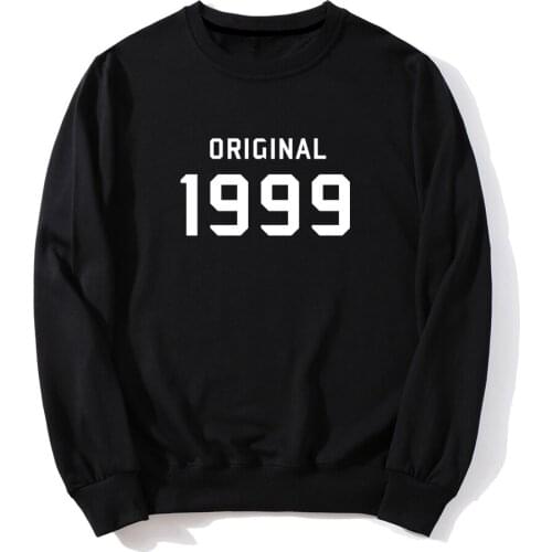 Original 1999 letter print cotton hoodies for girl boy gift 21st birthday fall winter casual pullovers hipster drop shipping