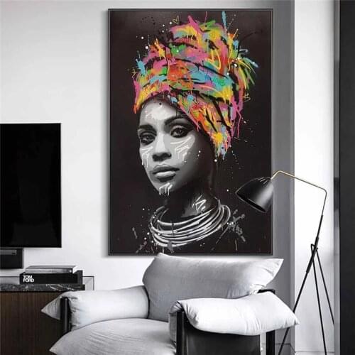 African Woman Nude Canvas Paintings On The Wall Art Posters And Prints Black Girl Graffiti Art Pictures Home Wall Decoration