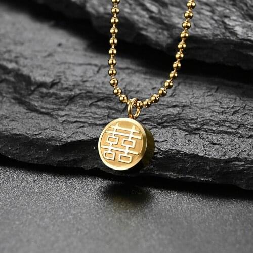 Chinese Customs Lucky Pattern Marry Beads Chain Pendant Decoration On The Neck Stainless Steel Women Lady Fashion Necklaces 2021