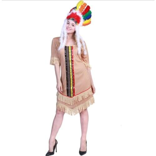 Halloween costume indians Womens national costume cosplay outfit without headwear