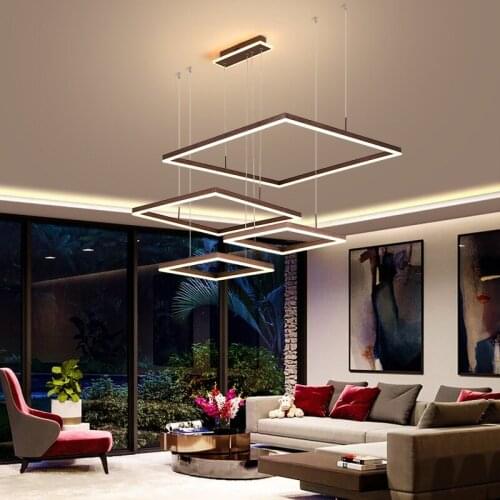 Square Aluminum + Acrylic LED Chandeliers Living room dining room bedroom study room chandelier Commercial & Office Lighting