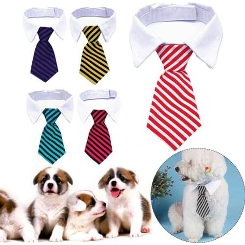 2020 Hot Sold 1pcs Fashion Dogs Cats Striped Bow Tie Collar Pet Adjustable Neck Tie For Party Classical Accessories Supplies