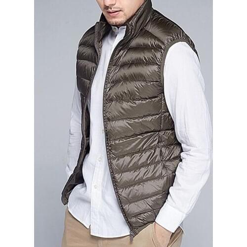 Men Thin Domn Vest Casual Light Men Down Vest Top Selling Zipper Big Size New Arrival 6 Colors Male White Duck Down Vest MWB014