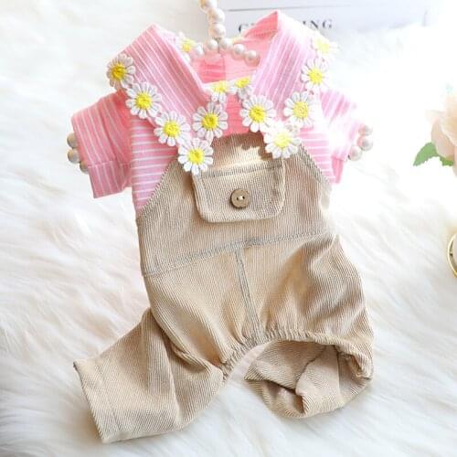 Cartoon Dog Clothes Flower Clothing for Dogs Jumpsuits Daisy Overalls Small Super Pet Outfits Print Pink Boy Ropa Para Perro