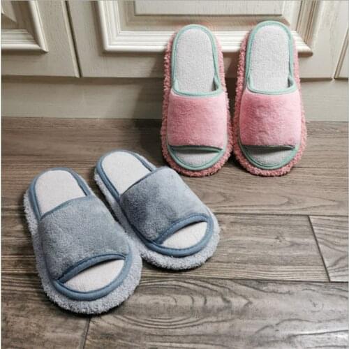 Mens and Womens Solid Color Simple Wipeable Floor Mopping Sweeping Wood Floor Tile Cleaning Slippers Lazy Slippers