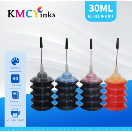KMCYinks Refill Ink Kit Highly Compatible Jet Accessaries Dye Desktop Printer Supplies Replacement 30ml Printing Paper for HP