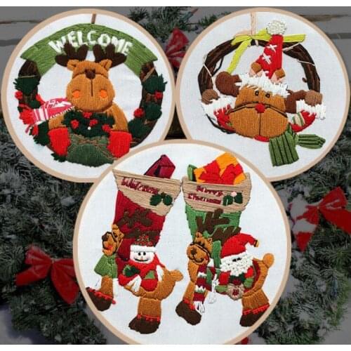 20x20cm Christmas cartoon series European embroidery kit simple three-dimensional embroidery Ribbon kit embroidery needlework