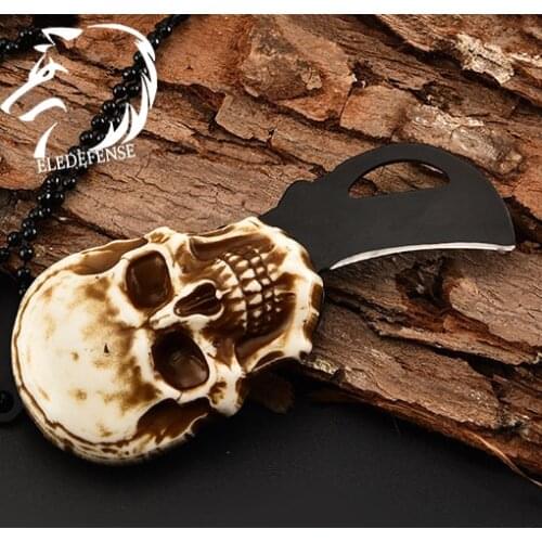 NEW Vintage Skull Design Pocket Mini Knife Outdoor Camping Survival Tactical Knife Necklace Keychain EDC Tool Drop Shipping