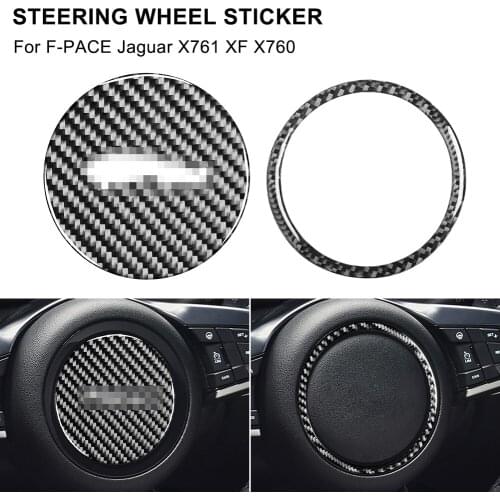 Car Steering Wheel Center Emblem Decoration Cover Trim Carbon Fiber Car Styling for Jaguar XFL E F-PACE XE XF XEL XJ S R Sport