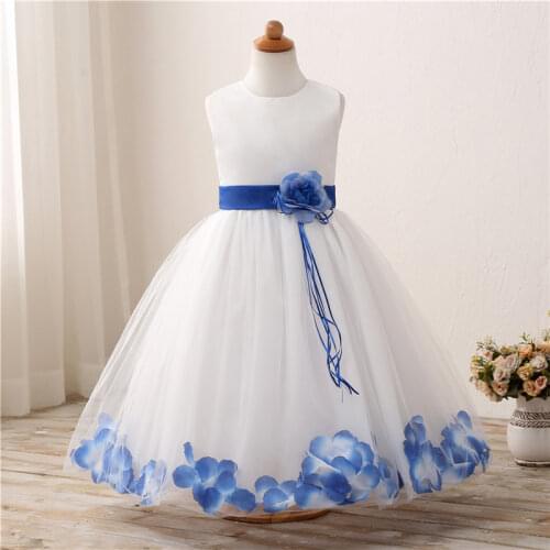 Flower Girl Dress Petals Kids Dresses For Girls Christening Tulle Dresses Party Wedding Ceremonious Childrens Clothes Ball Gown