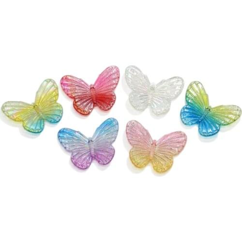Resin Bling Colorful Butterflies Flatback Acrylic Cabochon For Earrings Accessories Creative Ear Hooks