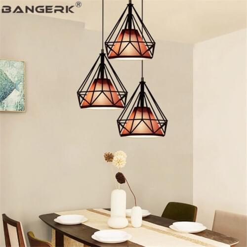 Industrial Wind Bird Cage LED Pendant Light Diamond Iron Modern Hanging Lamp Loft Home Decor Dining Room Lights Luminaire