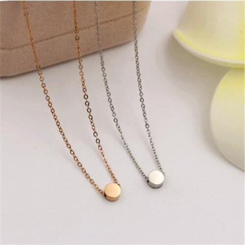 Titanium Steel Lucky Simple Jewelry Bead Ball Necklace Women Small Beans Necklace Rose Gold Short Chain Necklace & Pendant K39-2
