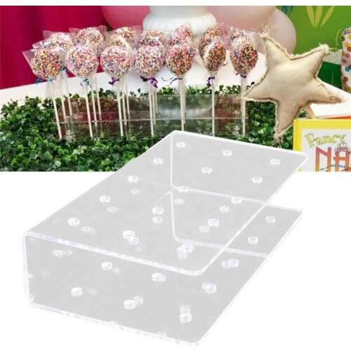 Clear Cake Pop Holder Acrylic Lollipop Holder Rectangle Shape Double Layer Cake Pop Stand Display Lollipop Stand for Wedding